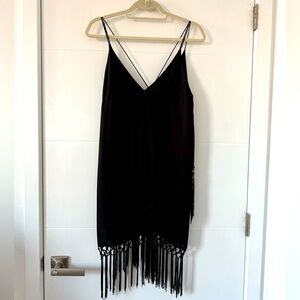 VICI E.SSUE Black Fringed Cocktail Dress, Size Medium